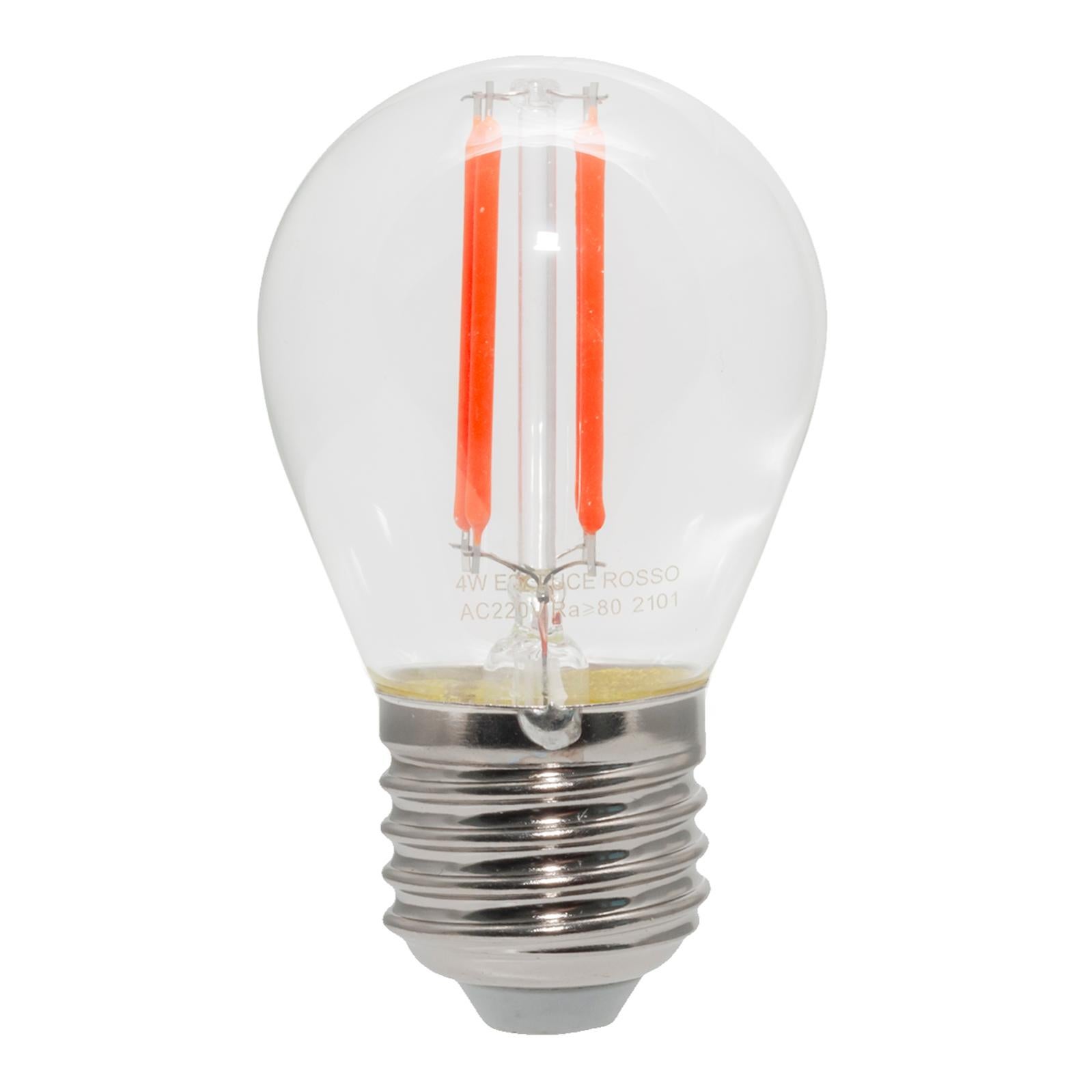 Lampadina filo LED vetro 4W luce colorata decorativa 360 gradi E27 catena  luminosa 230V LUCE ROSSA