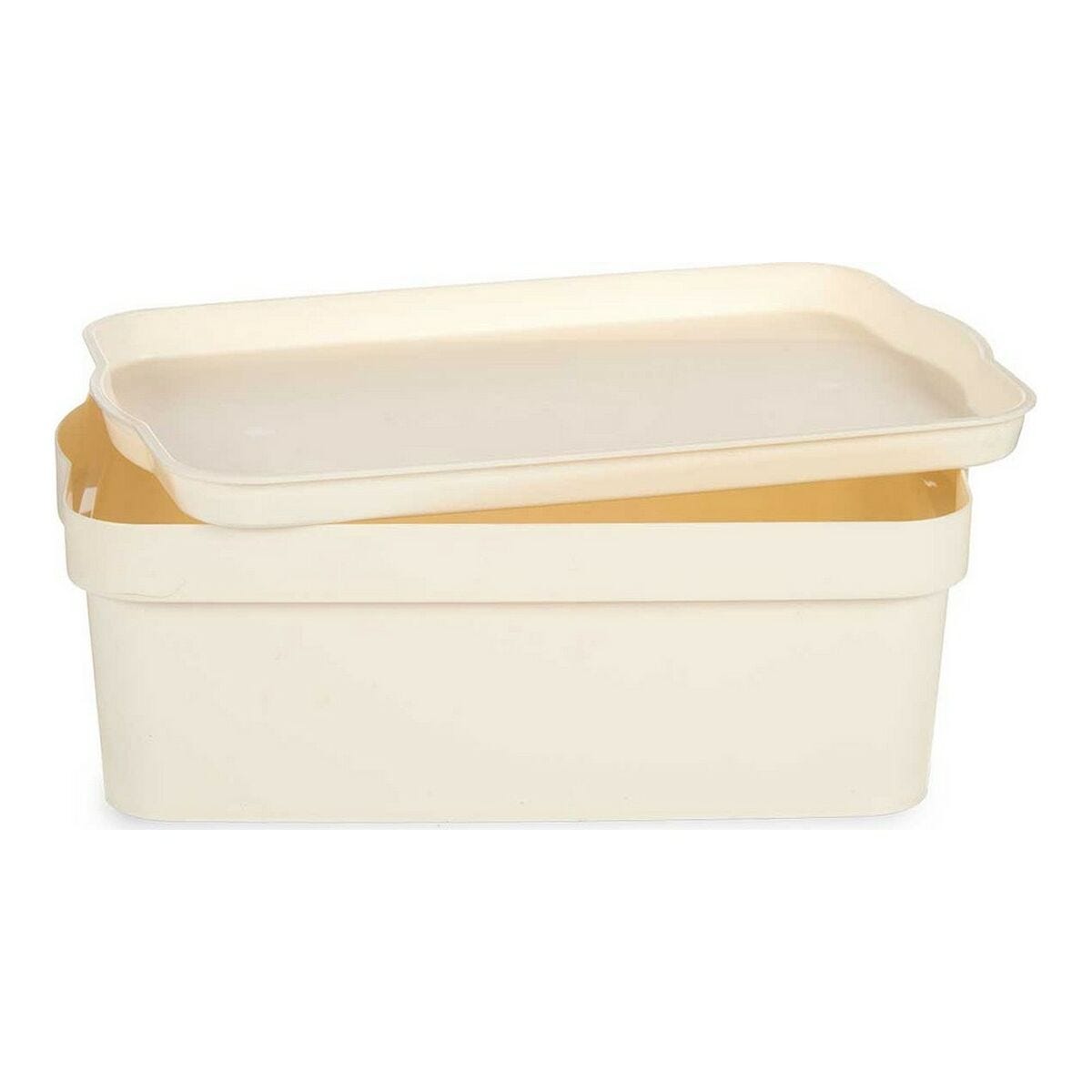 Boîte de rangement avec couvercle Crème Plastique (21,5 x 11 x 31,5 cm)