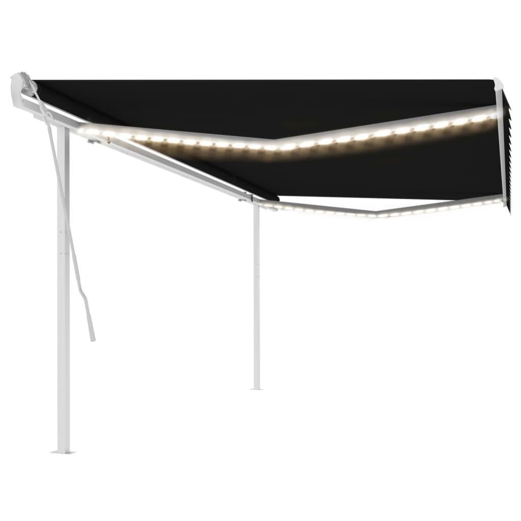 Tenda da Sole Retrattile Manuale con LED 5x3,5 m Antracite 3070064