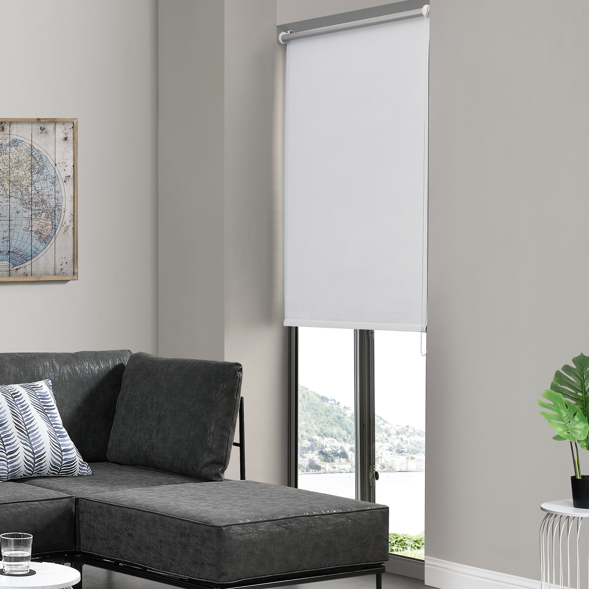 [neu.haus] cortina enrollable - 70x175cm - blanco - no necesita taladrar
