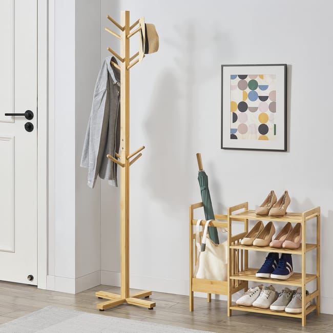 Perchero de pie J ms con 12 ganchos 176 x 38 x 38 cm bamb