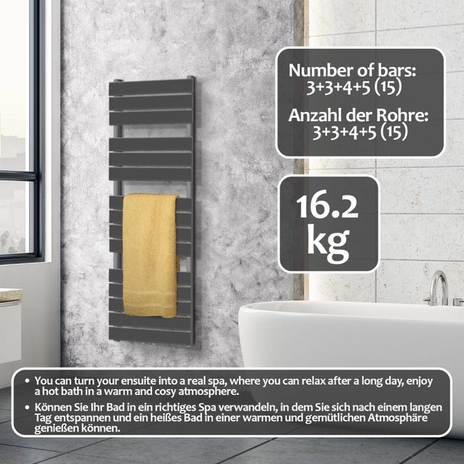 Calentador de toallas de cromo pulido para baño, calentador de toallas de  baño montado en la pared, calentador eléctrico de acero inoxidable,  cuadrado