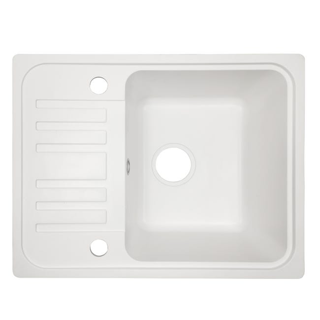 Aquamarin® évier en granit - avec 1 bac et égouttoir, kit de vidange, 56.9  x 44.9 cm, à encastrer ou sous plan, noir - évier de cuisine, équipement de  cuisine - Conforama