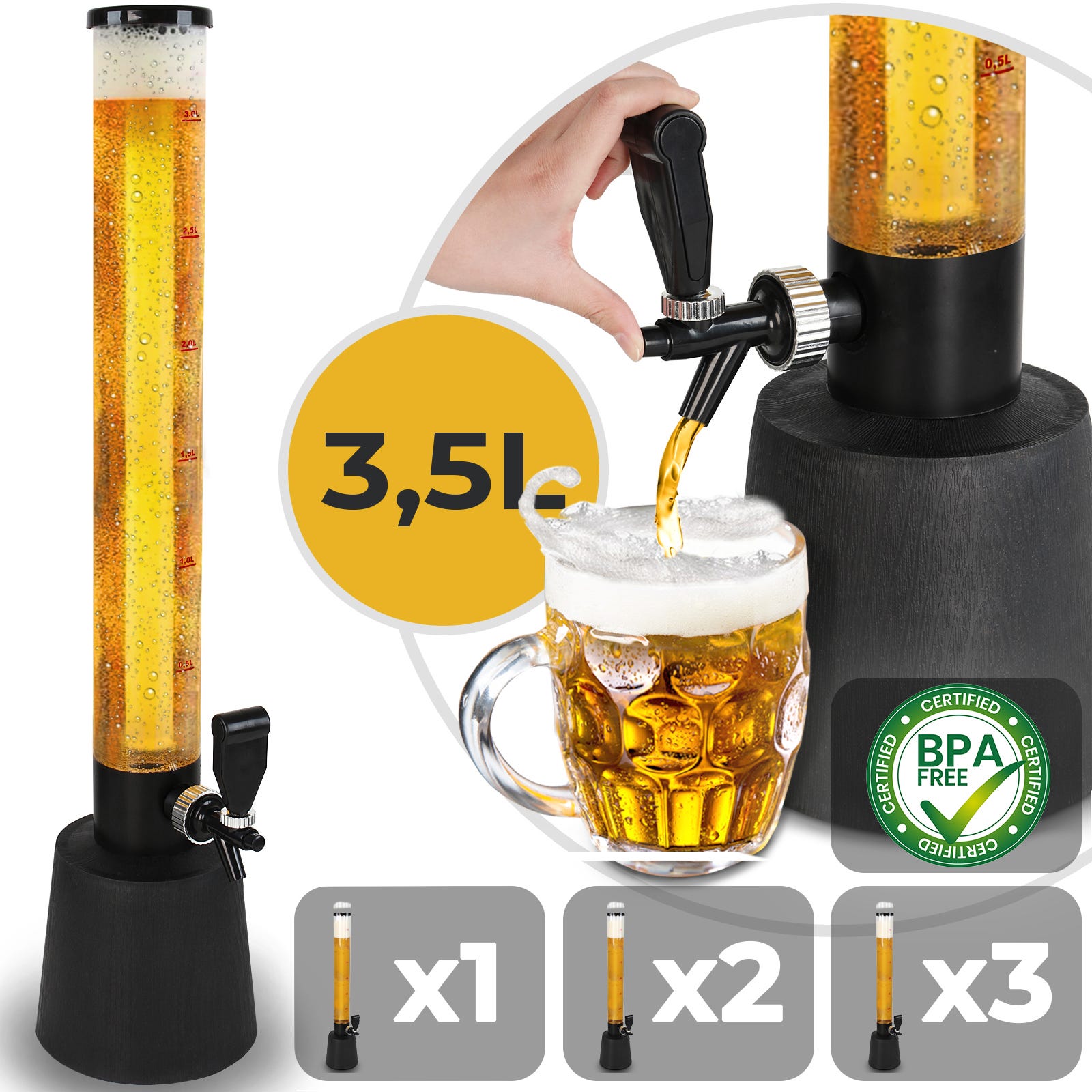 Photo Une girafe à bière 2L en verre avec son support en