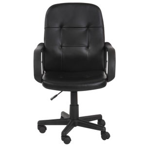 Fauteuil de bureau en cuir reconstitué noir avec coussin d'assise