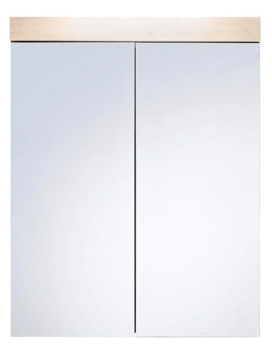 Armoire de toilette murale 2 portes miroir mélaminé blanc bandeau