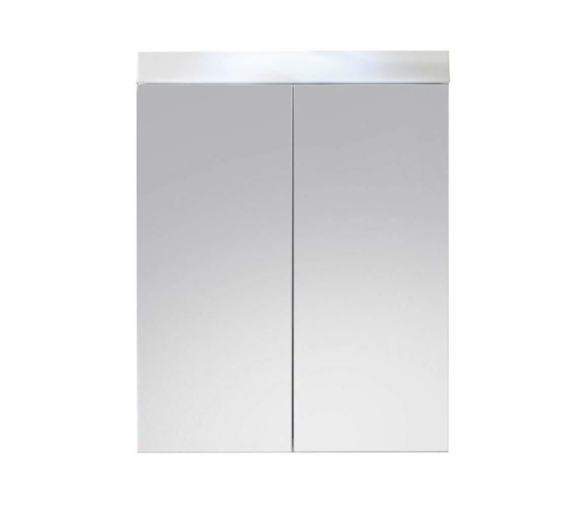 Armoire de toilette murale 2 portes miroir mélaminé blanc L H