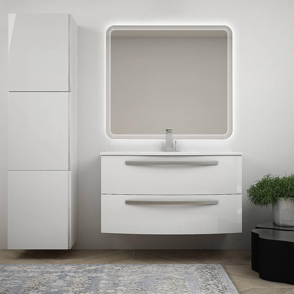 Mobile bagno sospeso 60 cm bianco opaco con lavabo - Cuki