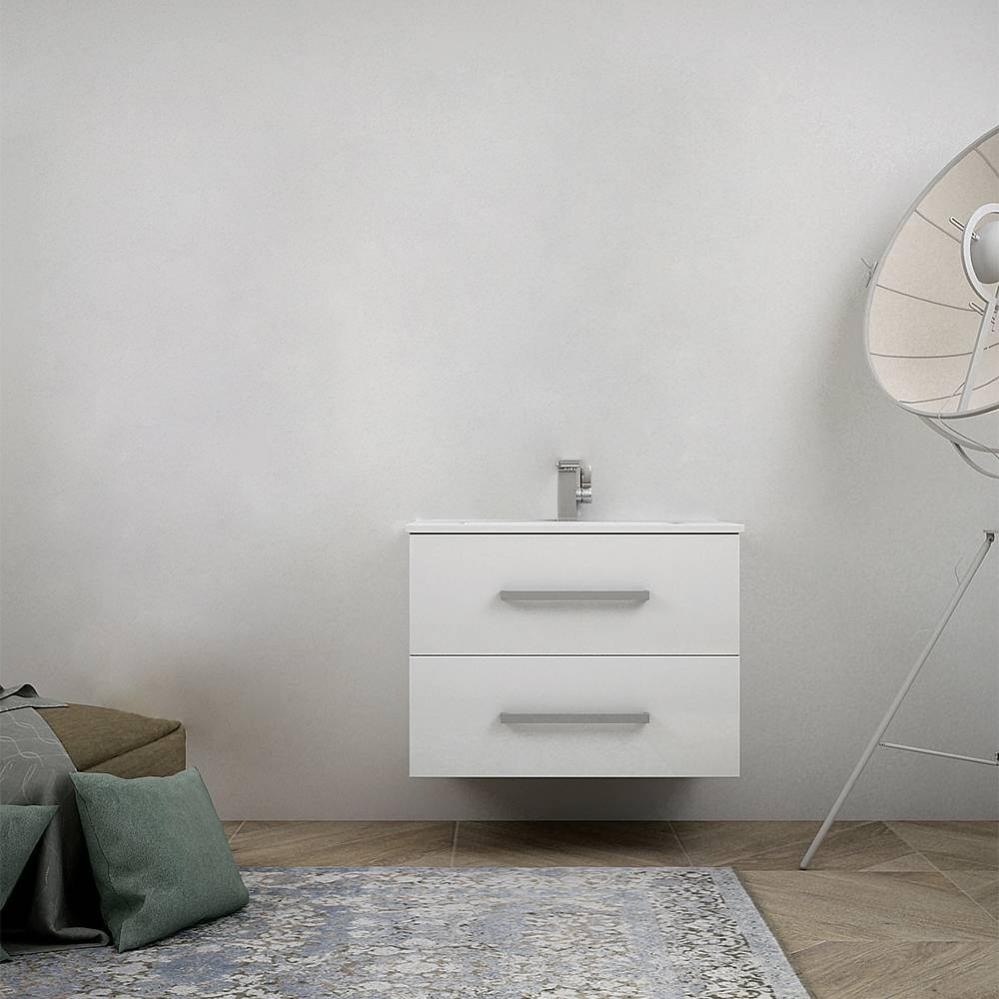 Mobile bagno 80 cm a terra lavabo ceramica 3 cassetti rovere alaska grigio 305023C