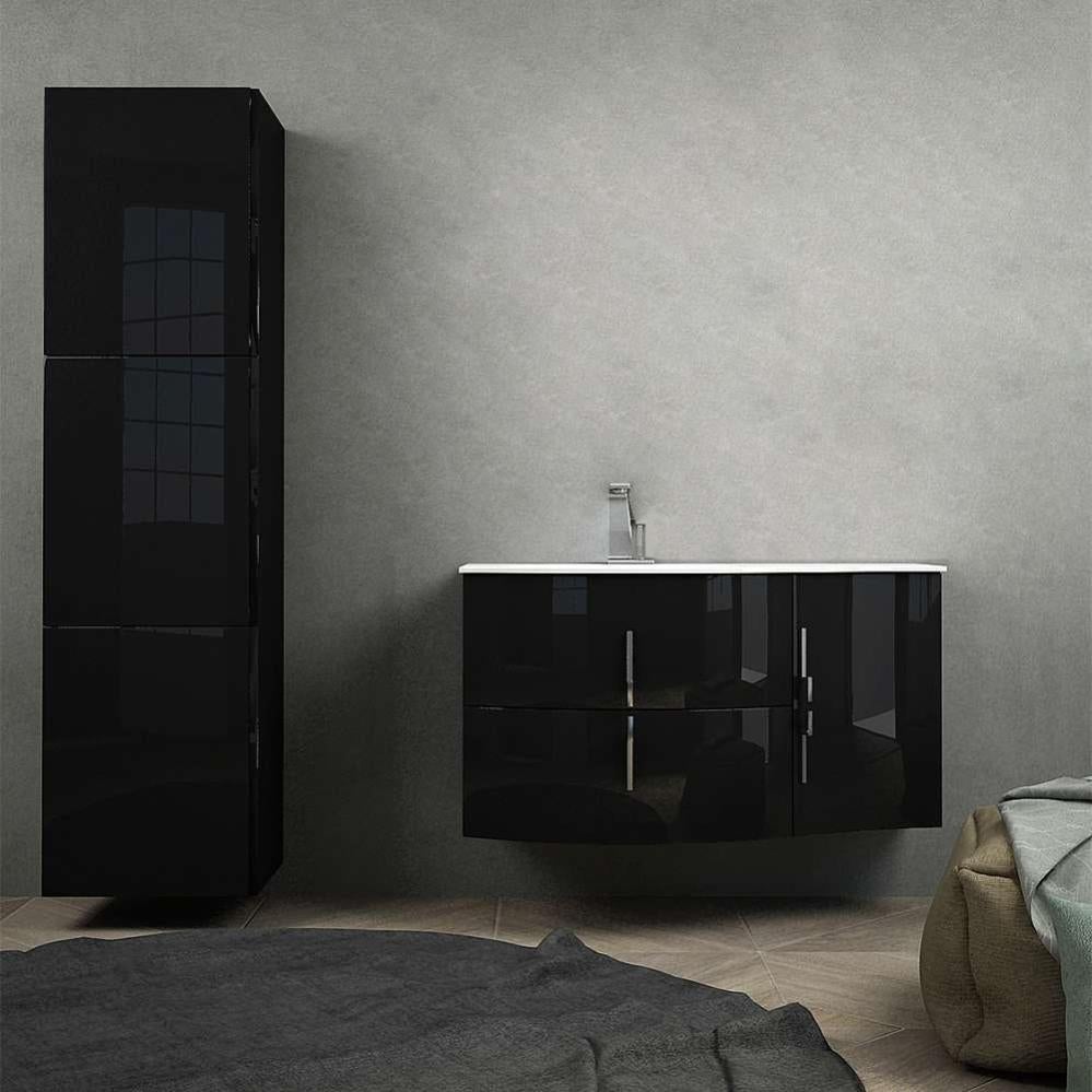 Mobile Bagno 105 Cm versione Sinistra Sospeso Ad Onda Nero Lucido Con mobile-bagno-105-cm-versione-sinistra-sospeso-ad-onda-nero-lucido-con