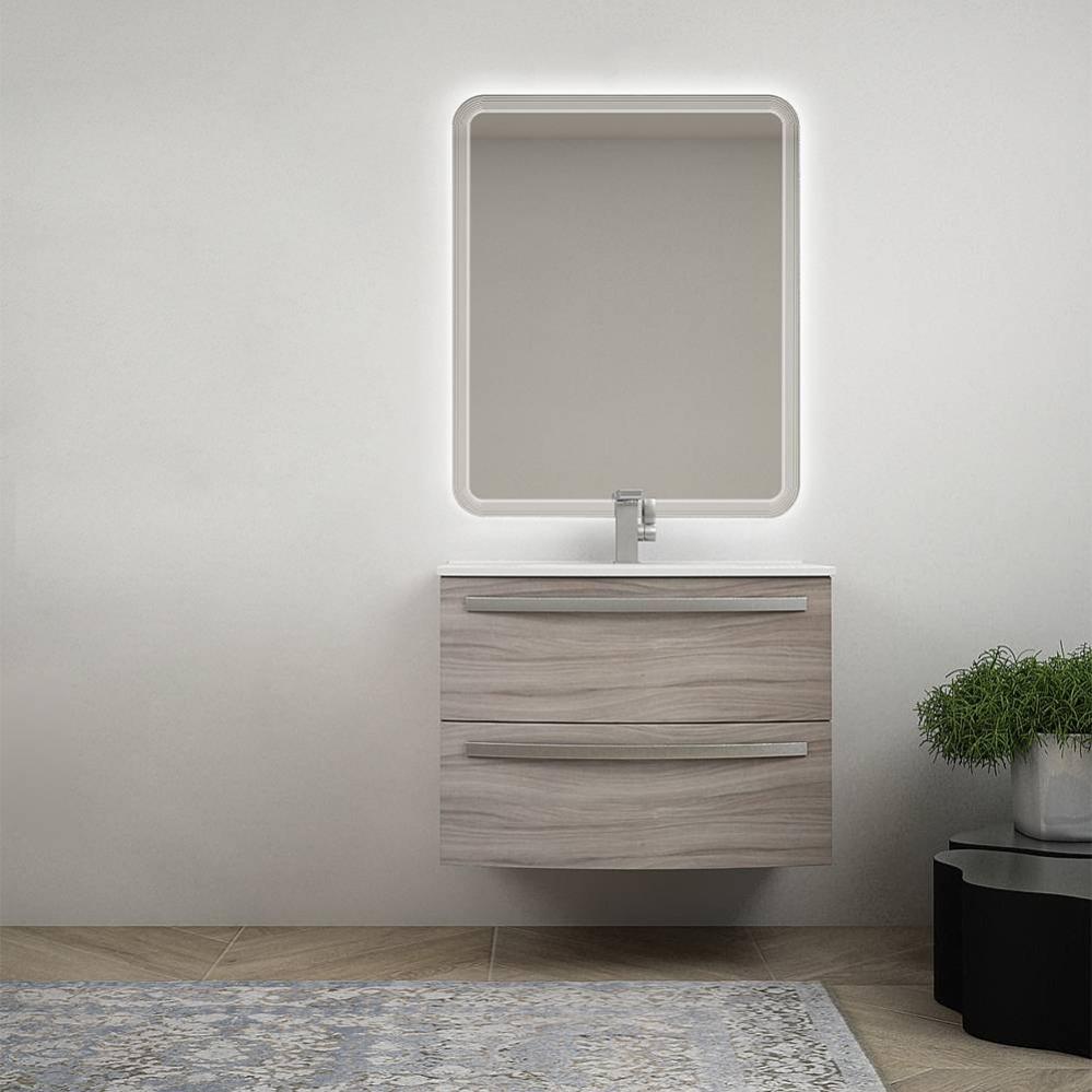 Lomadox Set Mobile Bagno Completo 180 Cm Con Lavabo Ceramica, Specchio LED E Armadi - Antracite/Rovere