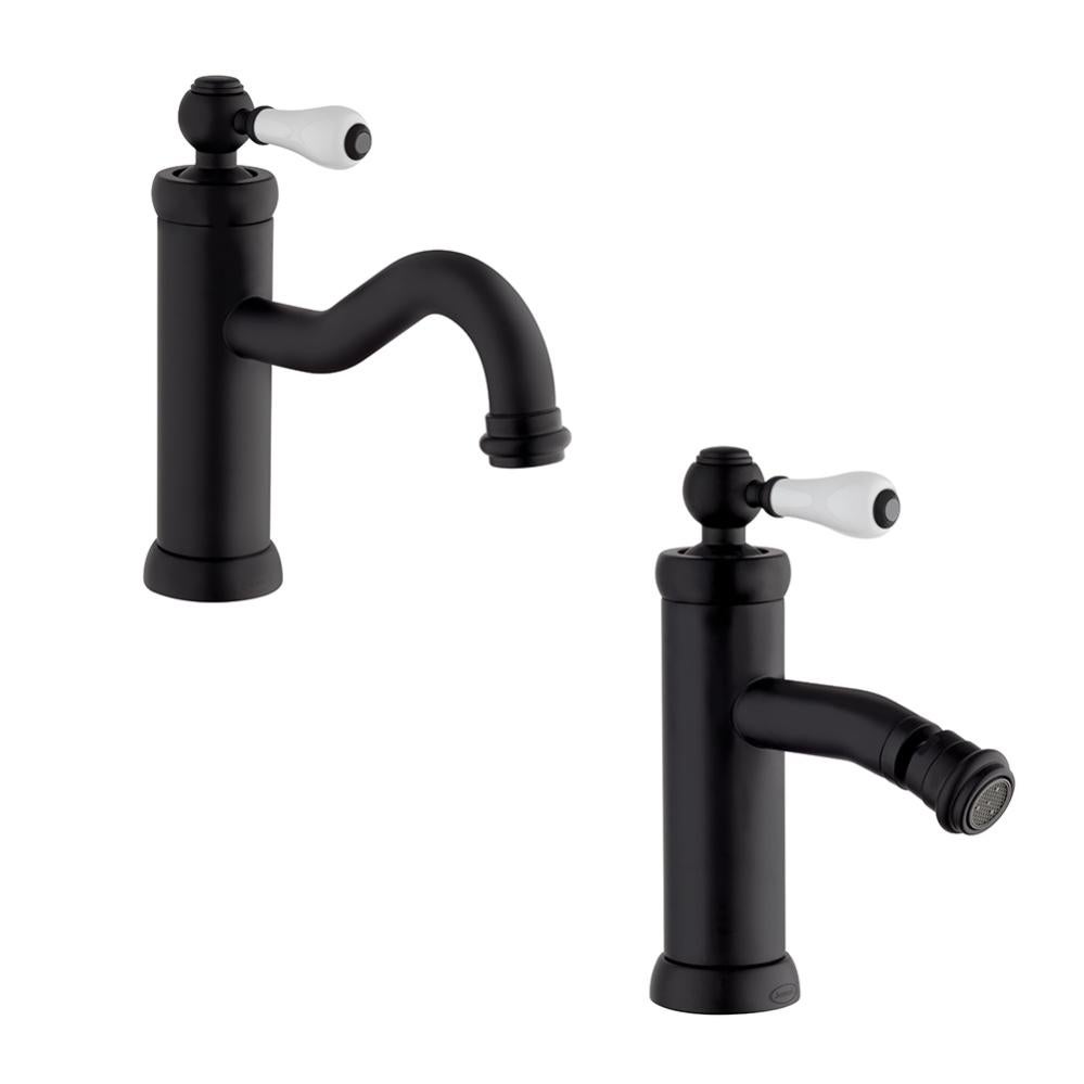 Rubinetti Neri Per Lavabo A 2 Fori – Coppia Manopole A Croce Acqua Calda E Fredda