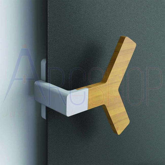 Appendino magnetico per termoarredo design in alluminio e legno Teak  Lazzarini