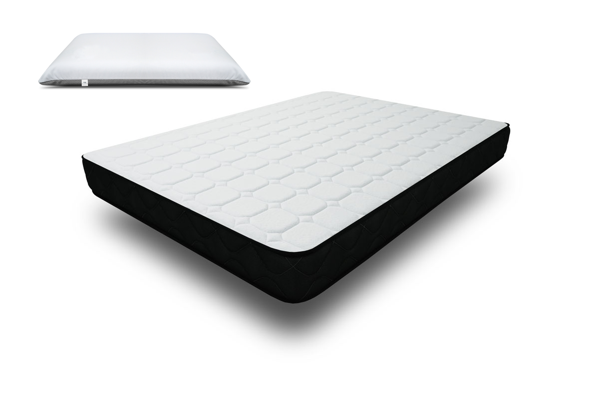 AB Matelas Materasso White Cosmos, 160x200 cm con 2 cuscini di carbonio  70x40cm, Memoria 50 kg/m3 e 12 zone, 28 cm