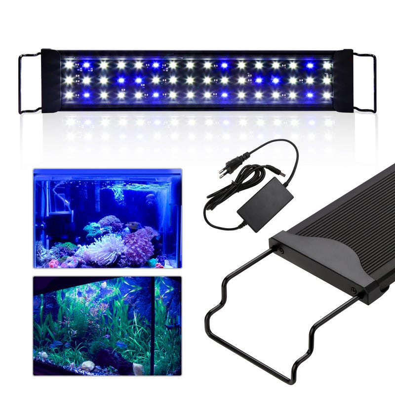 Luce di simulazione di luce diurna a LED per acquari da 24 W bianca + blu,  50-80 cm