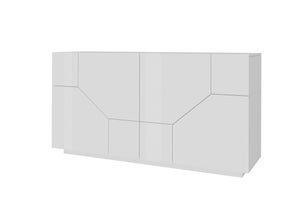 Credenza Carlo, Madia da cucina a 4 ante geometriche, Buffet da soggiorno, Madia  da cucina, 100% Made in Italy, cm 159x43h86, Bianco lucido