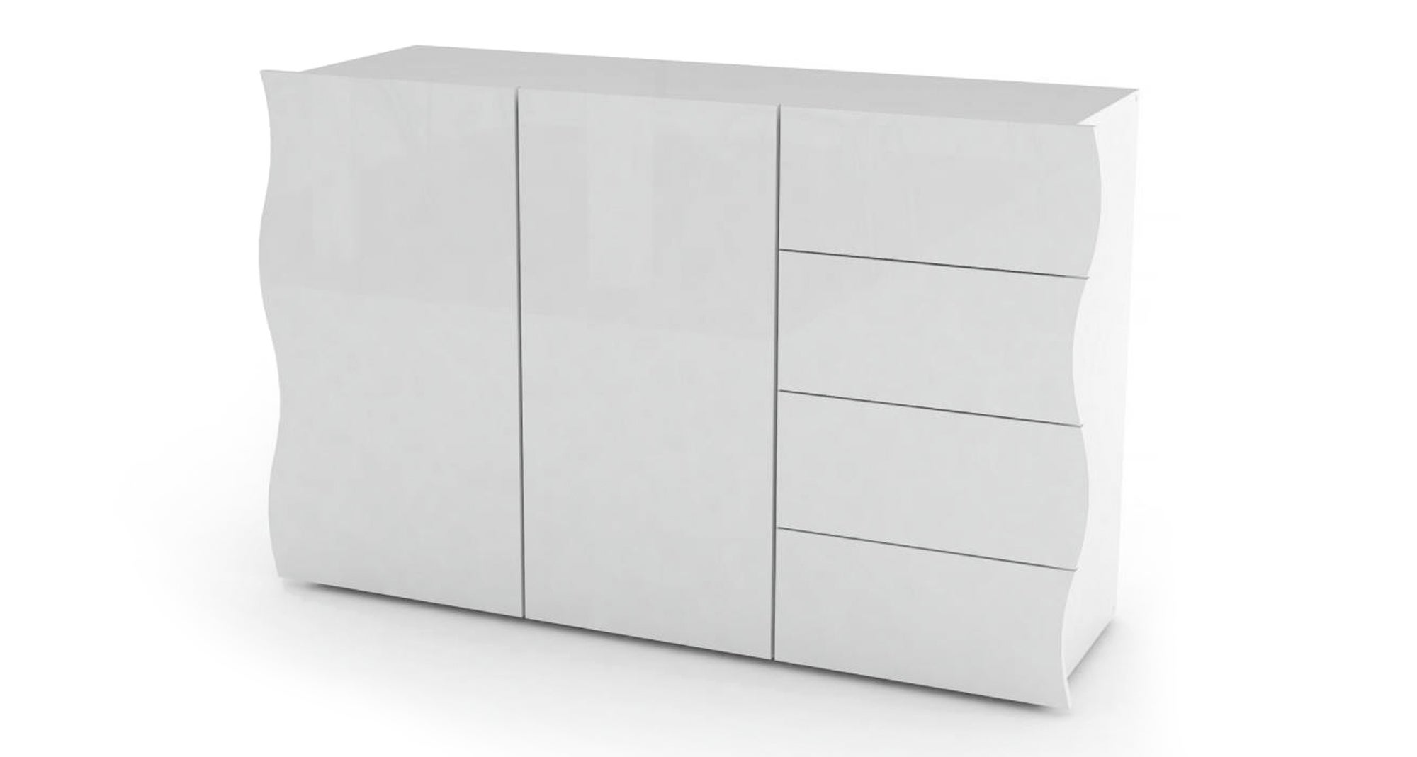 Aparador Louis, Aparador de cocina con 2 puertas y 3 cajones, Buffet de  salón, 100% Made in Italy, cm 170x40h47, Blanco brillo