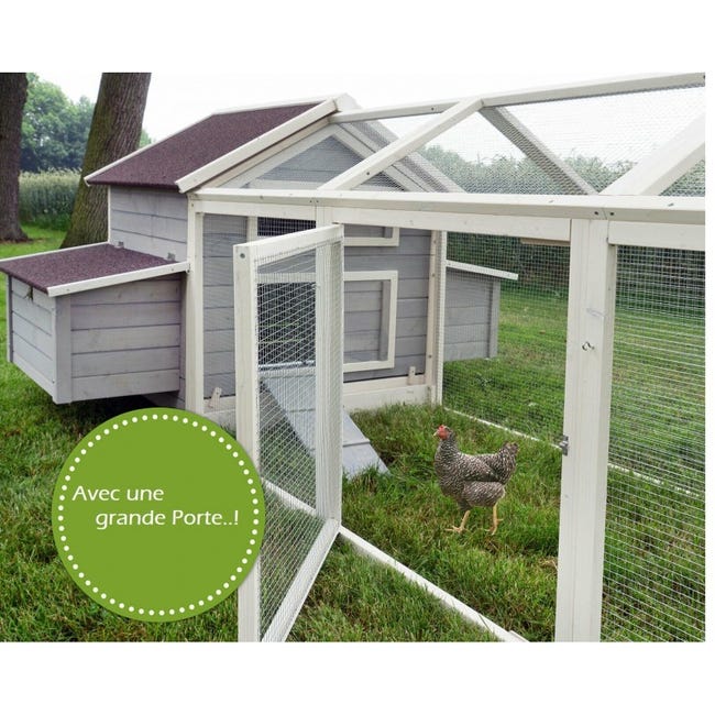 Poulailler extérieur en bois pour jardin - cage canard équipé de 2 nichoirs  185 x 84 x 112 cm . Modèle 154 Ferme de terrain - BB Loisir