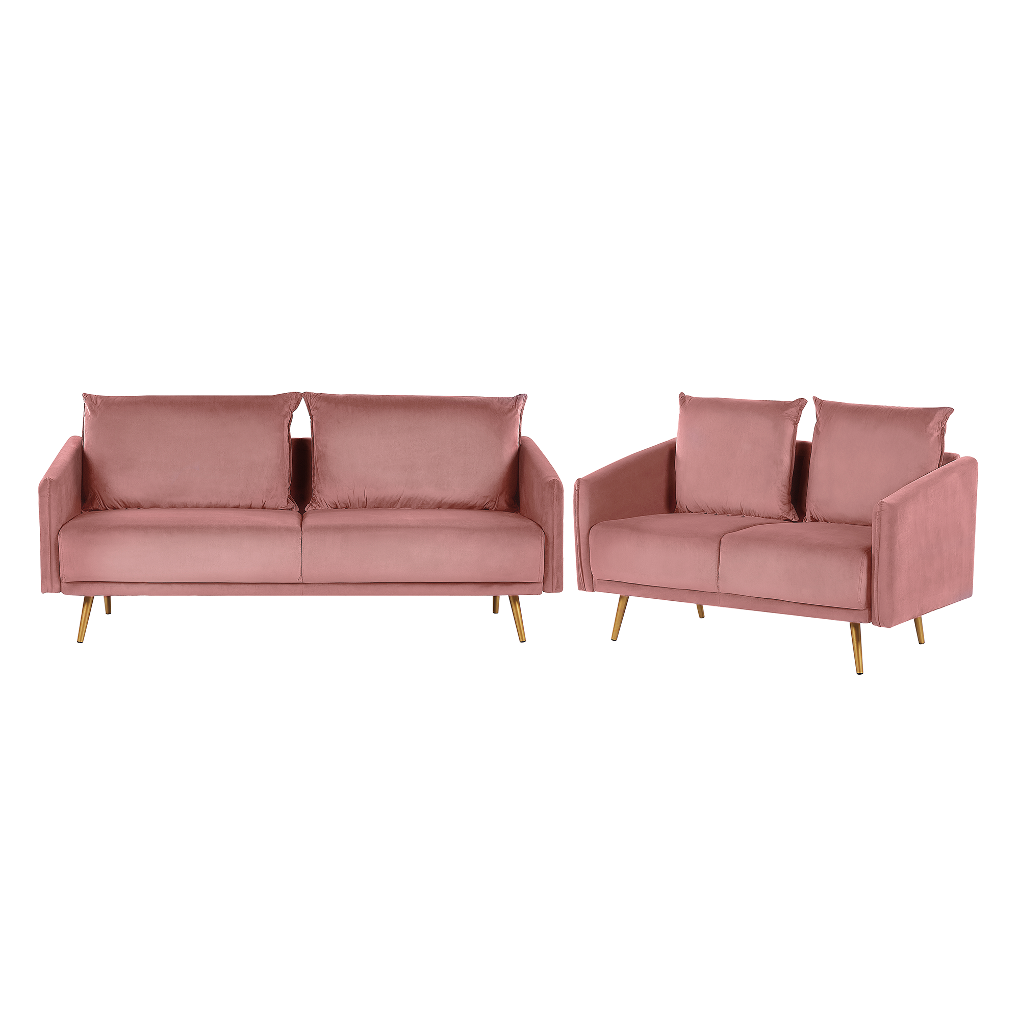 Set divani in velluto rosa 5 posti MAURA | Leroy Merlin