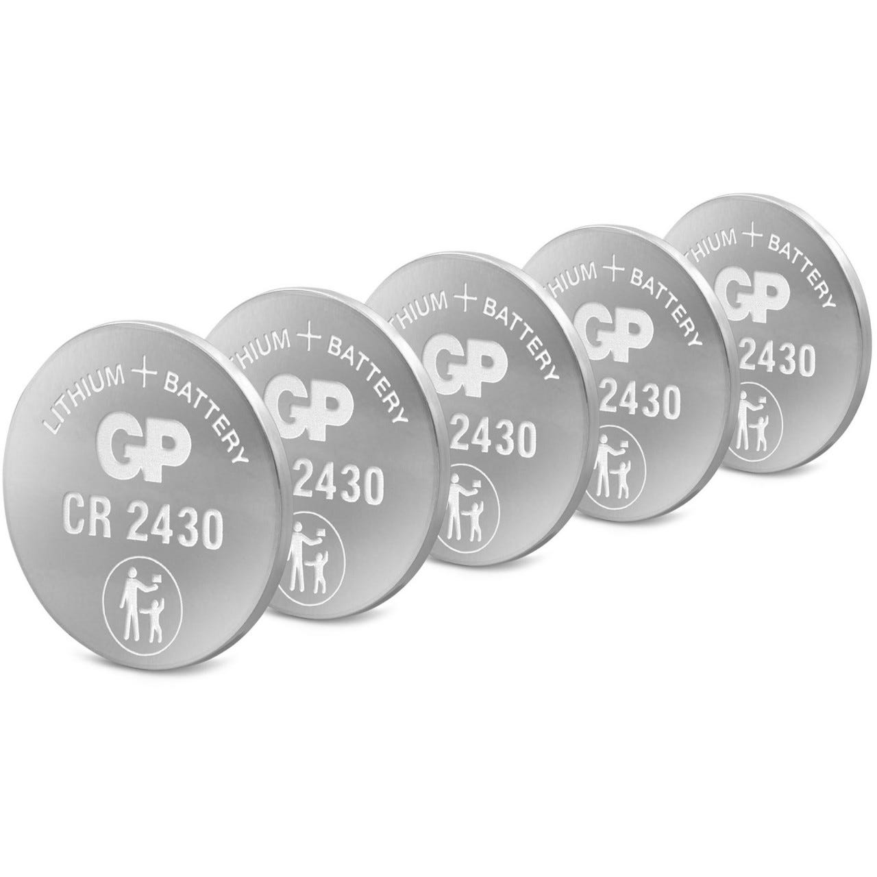 CR2430 GP pile bouton lithium 3V 5 pièces