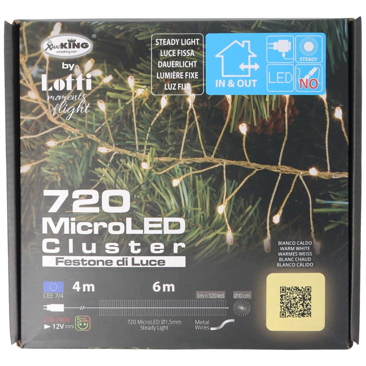 Micro Guirlande lumineuse lumineuse 'Cluster' 720 flg. Blanc chaud ...