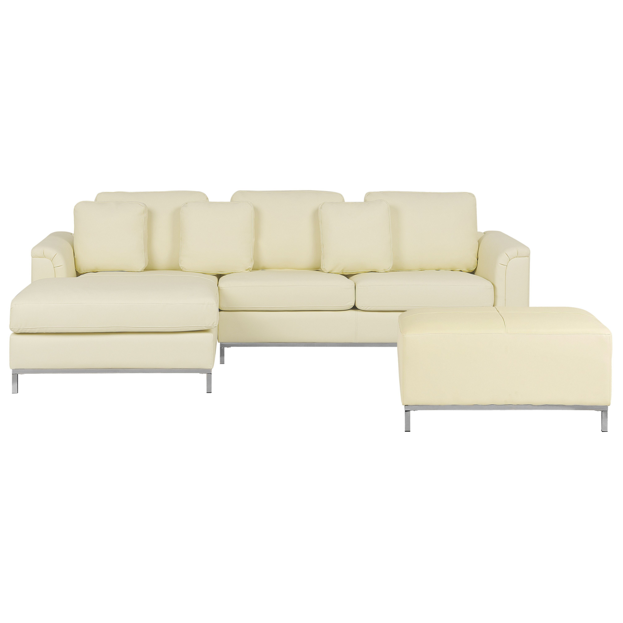 Divano ad angolo destro convertibile in tessuto ciniglia beige FARNETA
