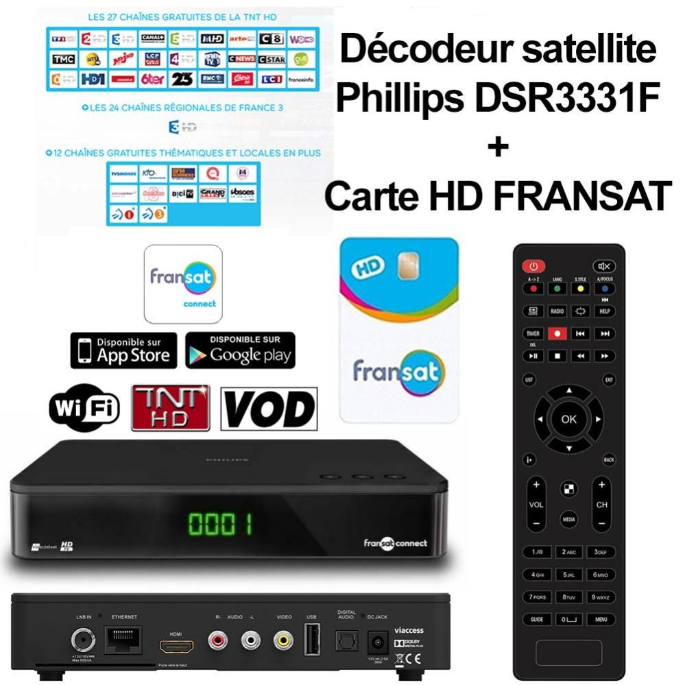 Récepteur Décodeur TV satellite DSR3331F Connect TNT HD DVB-S2 STB