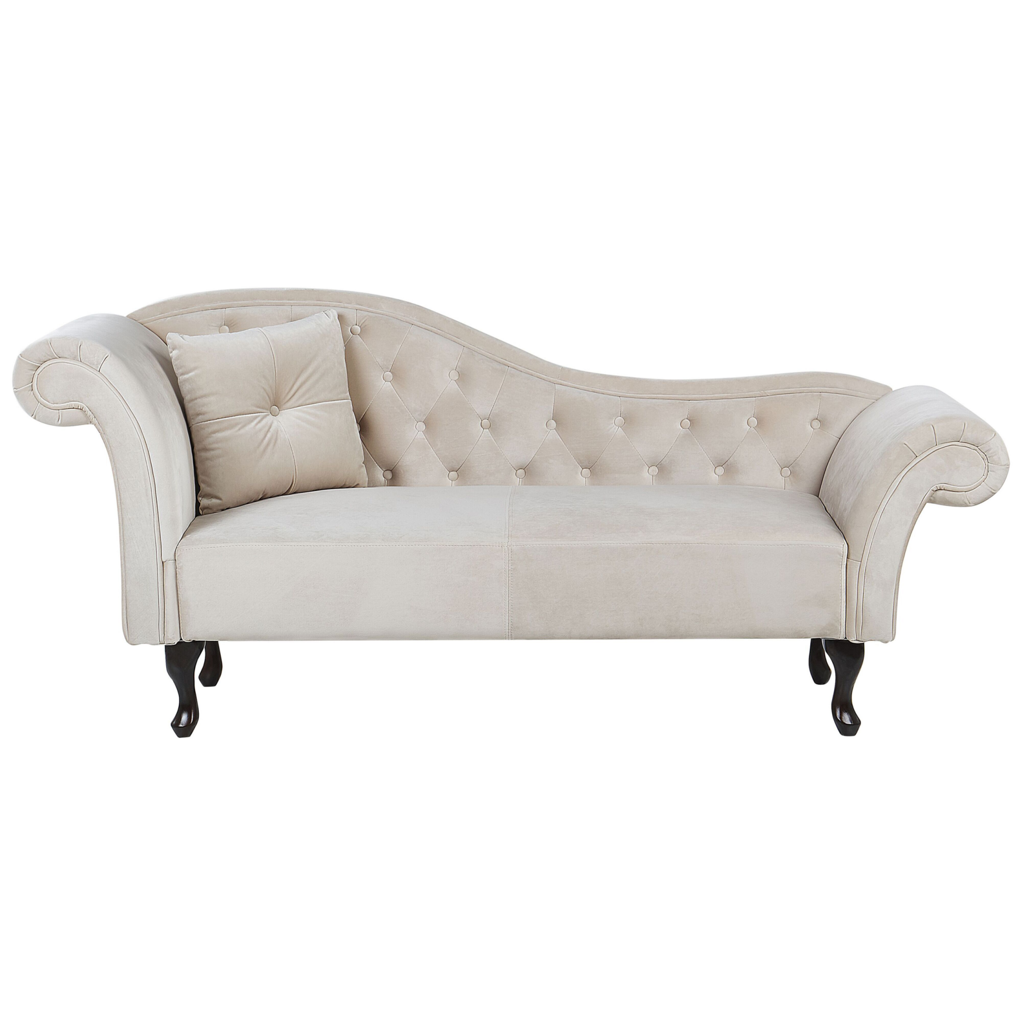 Chaise Longue In Velluto Beige Stile Moderno – Divano Relax Per Soggiorno E Camera Da Letto, Con Cuscino Aggiuntivo