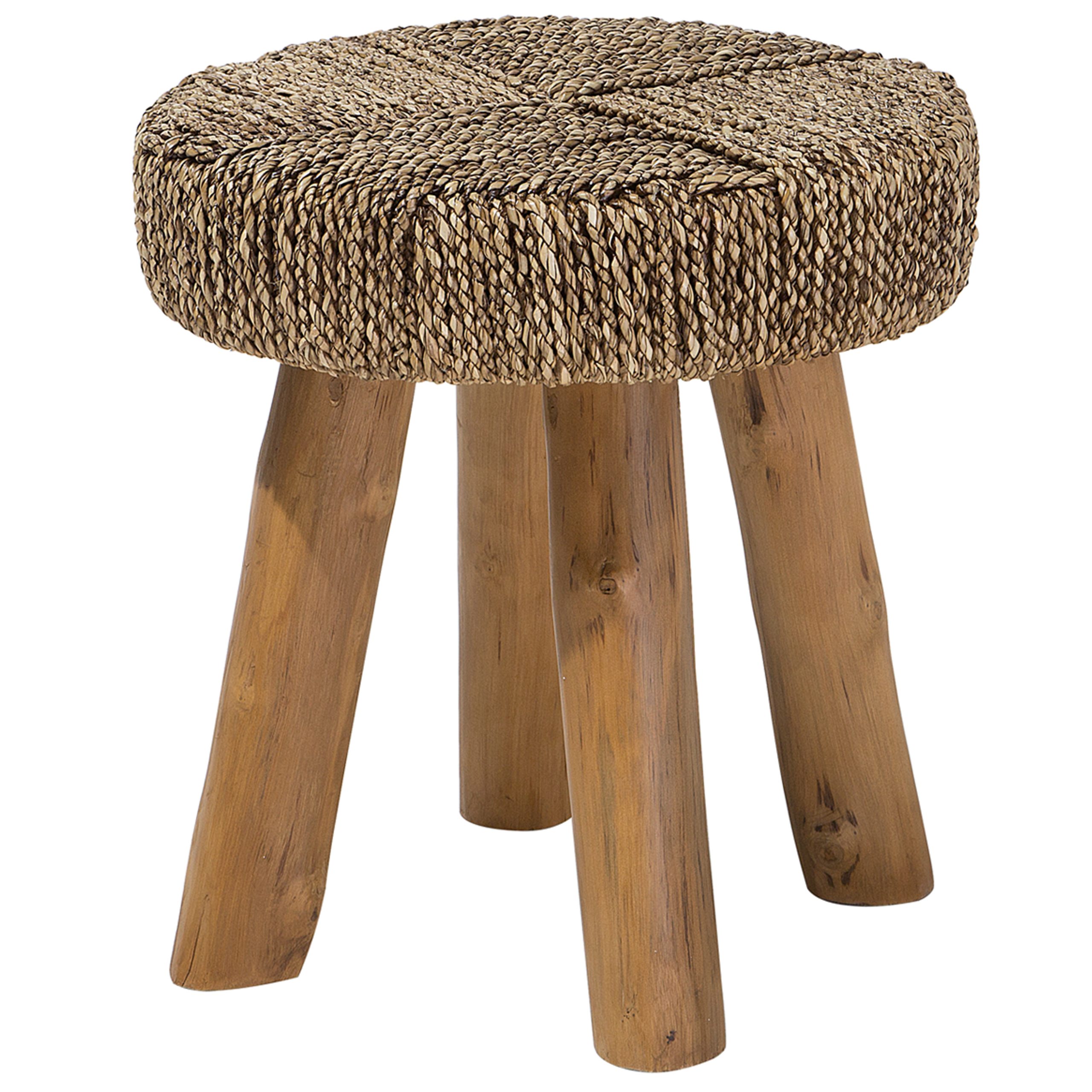 Beliani mesa auxiliar de madera de teca clara ⌀ 44 cm kelsey