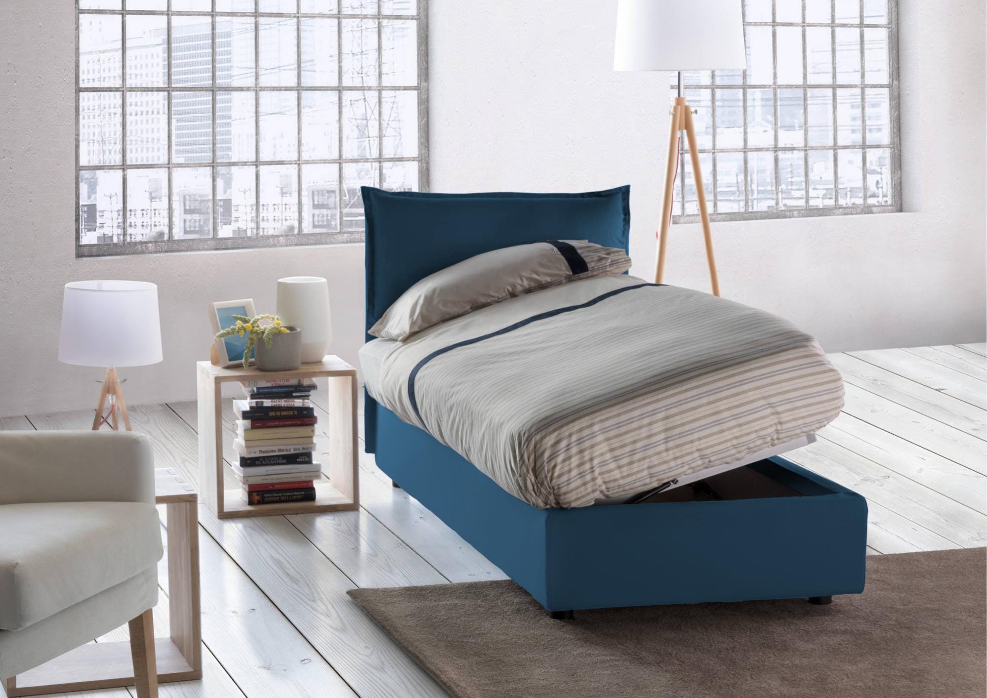 Talamo Italia Letto piazza e mezza Chicca, Letto contenitore con rivestimento in tessuto, 100 Talamo Italia Letto piazza e mezza Chicca, Letto contenitore con rivestimento in tessuto, 100