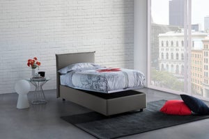 Letto piazza e mezza Dcasade, Letto contenitore con rivestimento in  tessuto, Apertura frontale, con materasso Cm 120x190 incluso, Rosso