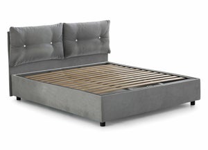 Letto matrimoniale Dbonn, Letto contenitore con rivestimento in tessuto,  100% Made in Italy, Apertura frontale, adatto per materasso 160x190 cm,  Grigio