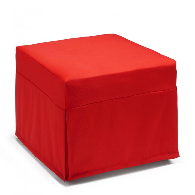 Cama plegable Dabay, Puf convertible en cama individual, 100% Made in  Italy, Puf de tela para salón, Cm 80x80h45, Rojo