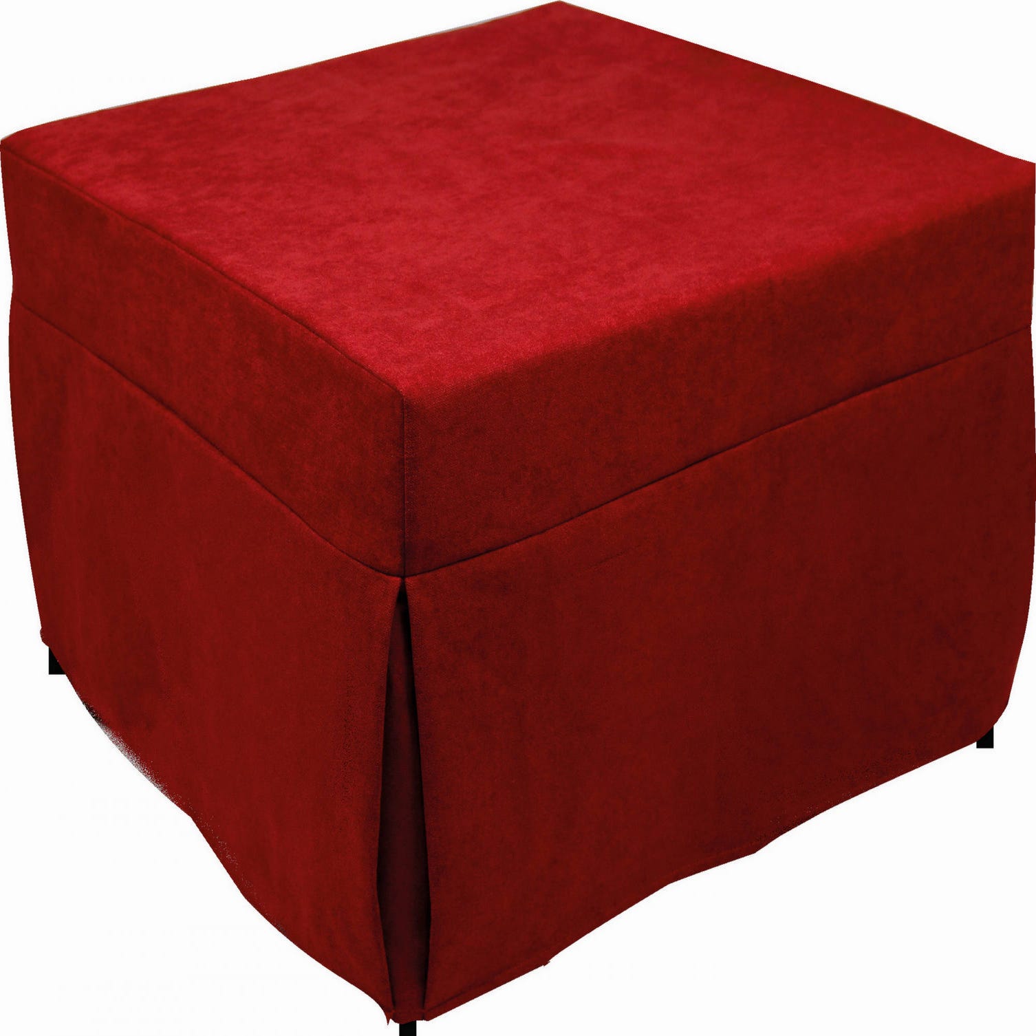 Puof trasformabile in letto singolo, Made in Italy, Letto pieghevole, Pouf  in tessuto sfoderabile salvaspazio da soggiorno, cm 78x78/195h45, Rosso