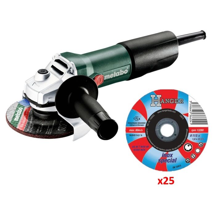 Meuleuse D'angle 850W W 850-125 En Boite Carton + 25 Disques - METABO ...