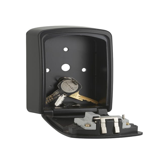 Cassetta portachiavi, keybox 37x75mm, a muro, nero e grigio, combinazione a  4 cifre, per chiavi portone B&B