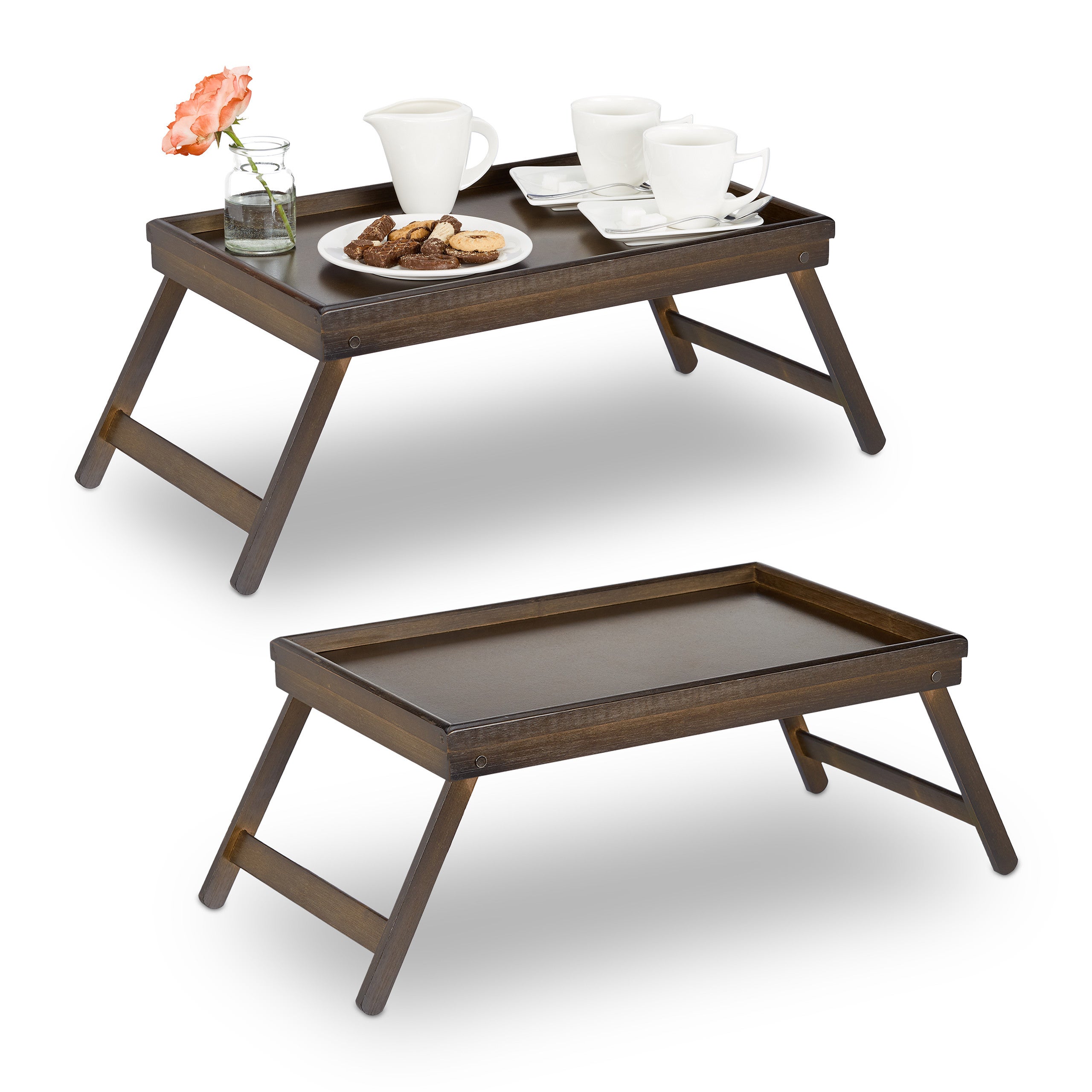 Table de plateau de lit en bambou avec pieds pliants, plateau de  petit-déjeuner plateau de service avec poignées, plateaux de dîner pour  canapé, lit