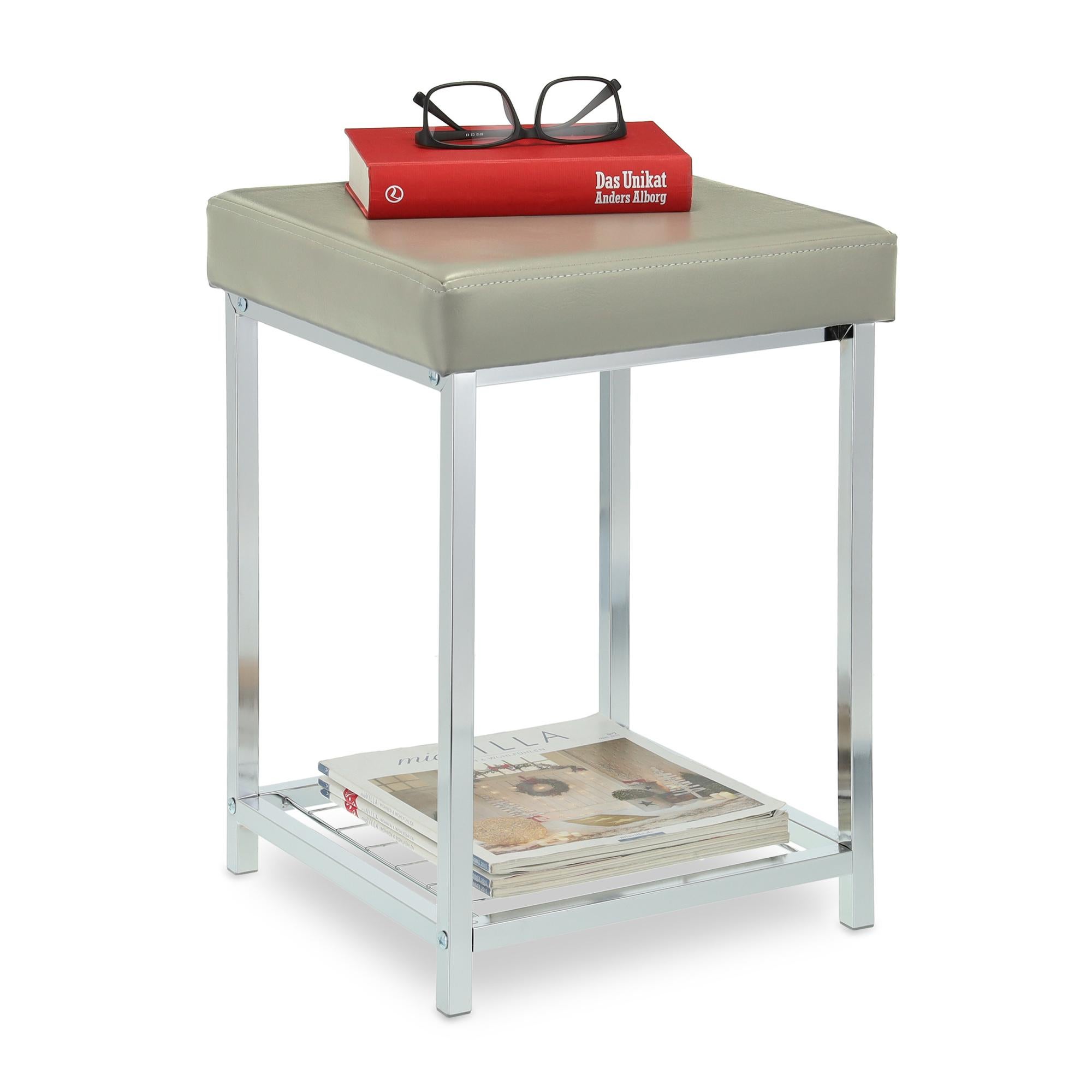 Sgabello imbottito pouf rotondo poggiapiedi velluto design Holoserica - Grigio Scuro | Leroy Merlin