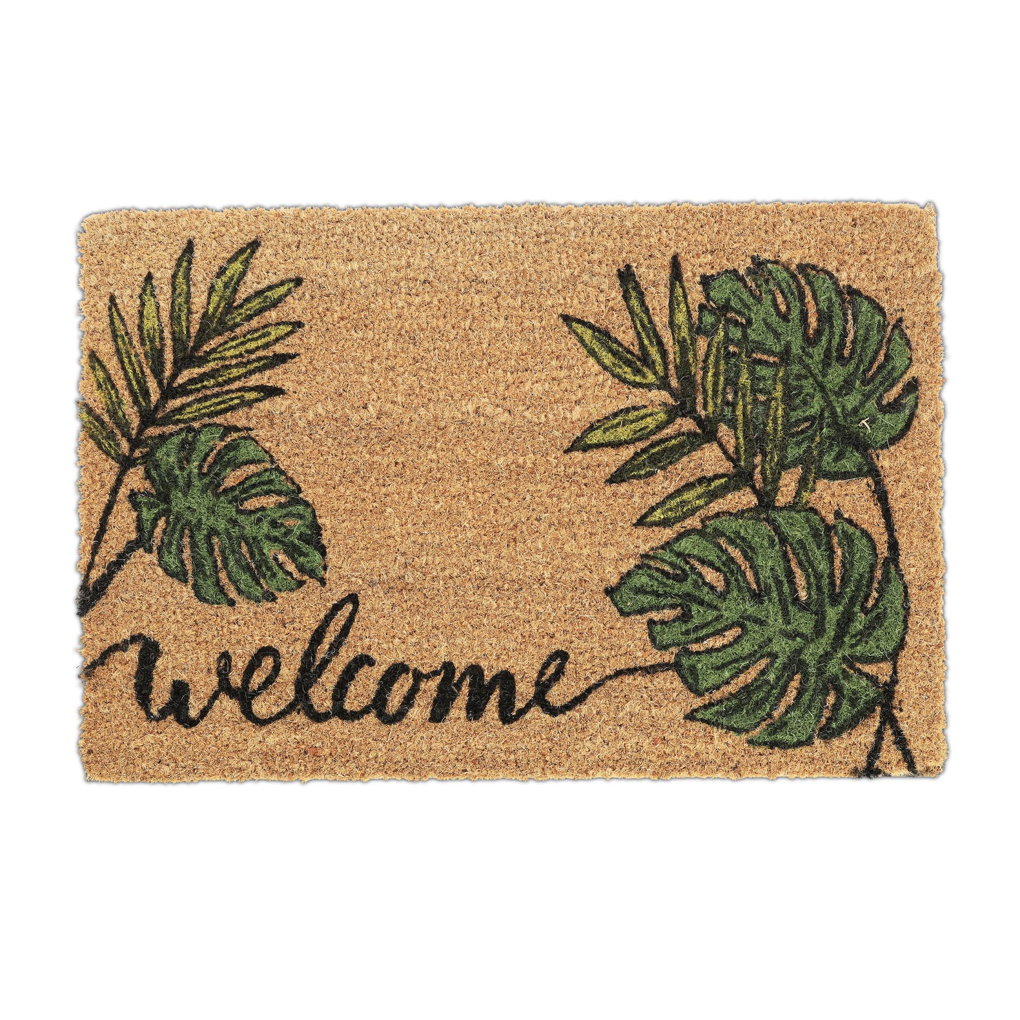 Relaxdays Zerbino In Fibra Di Cocco Con Pecora E Scritta Welcome - Tappetino Ingresso Antiscivolo 40x60 Cm, Blu