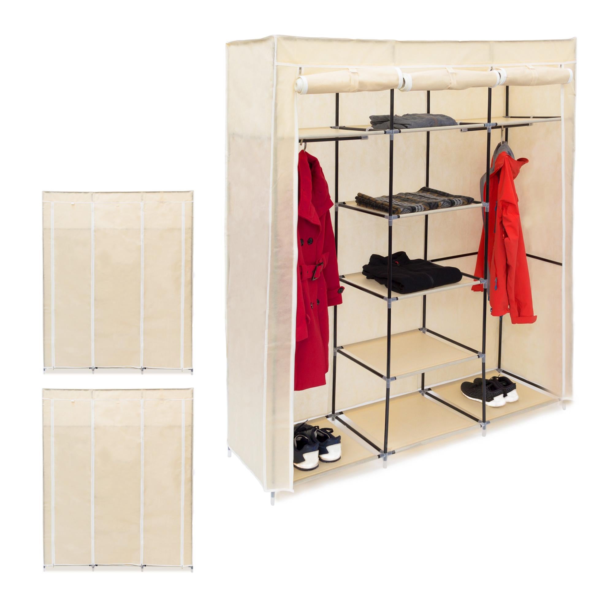 Armadio Pieghevole In Stoffa Relaxdays - 9 Ripiani E 2 Aste Appendiabiti, XXL (173x148x43 Cm)