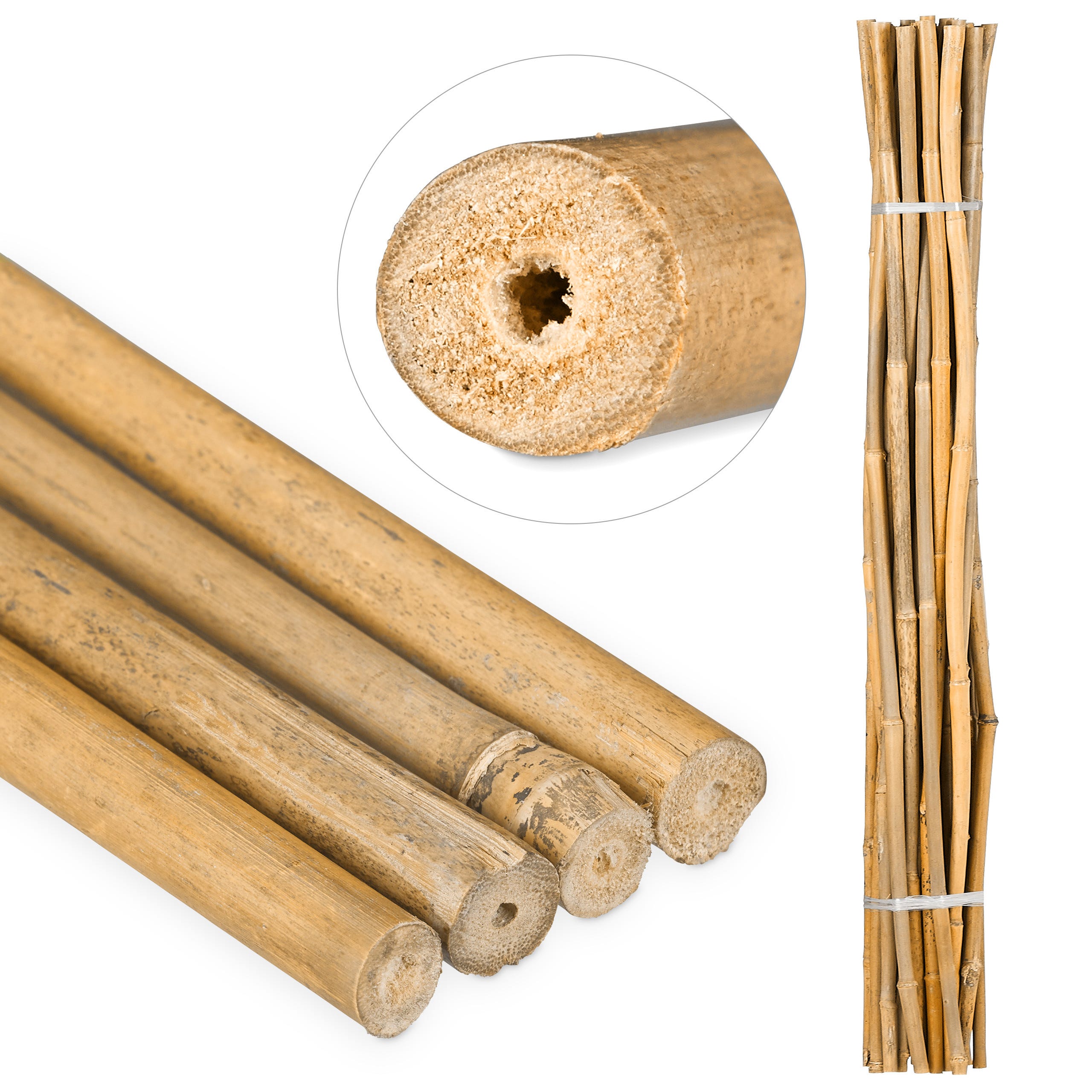Tiges en bambou 120 cm, lot de 25, en bambou naturel, tuteur pour plantes  ou décoration, bâtons pour bricoler, naturel