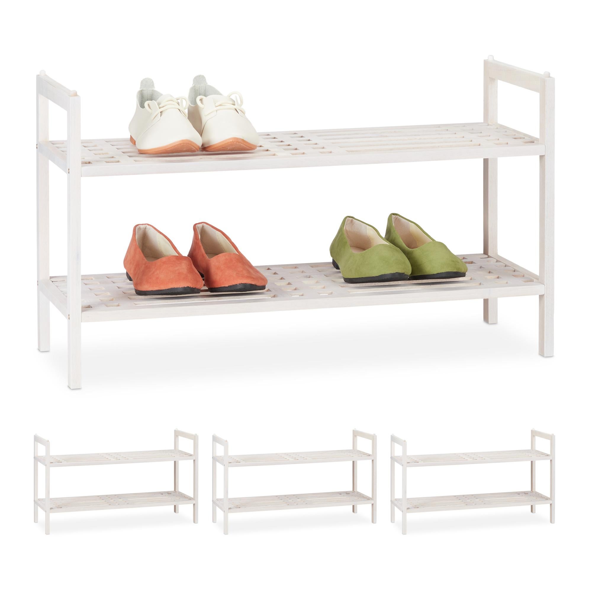 Scarpiera In Bambù Relaxdays 3 Livelli – Impilabile, Capienza 9 Paia, 50x75.5x33 Cm, Naturale, Per Ingresso E Camera