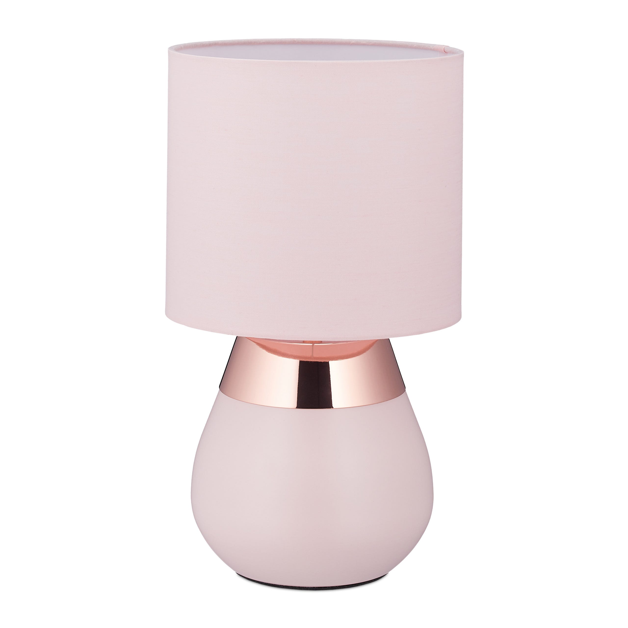Relaxdays Lampe de chevet tactile, éclairage salon et chambre, abat-jour  tissu, E14, H x D : env. 32 x 18 cm, rose