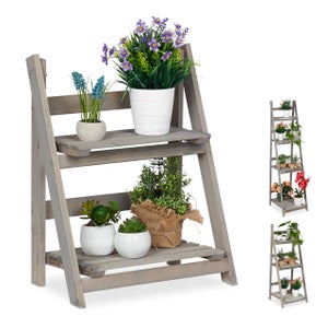 Tikea Support pour plantes d'intérieur et d'extérieur - 7 niveaux en bois -  Pour plusieurs plantes d'extérieur, grande étagère hexagonale pour jardin,  terrasse, salon : : Jardin