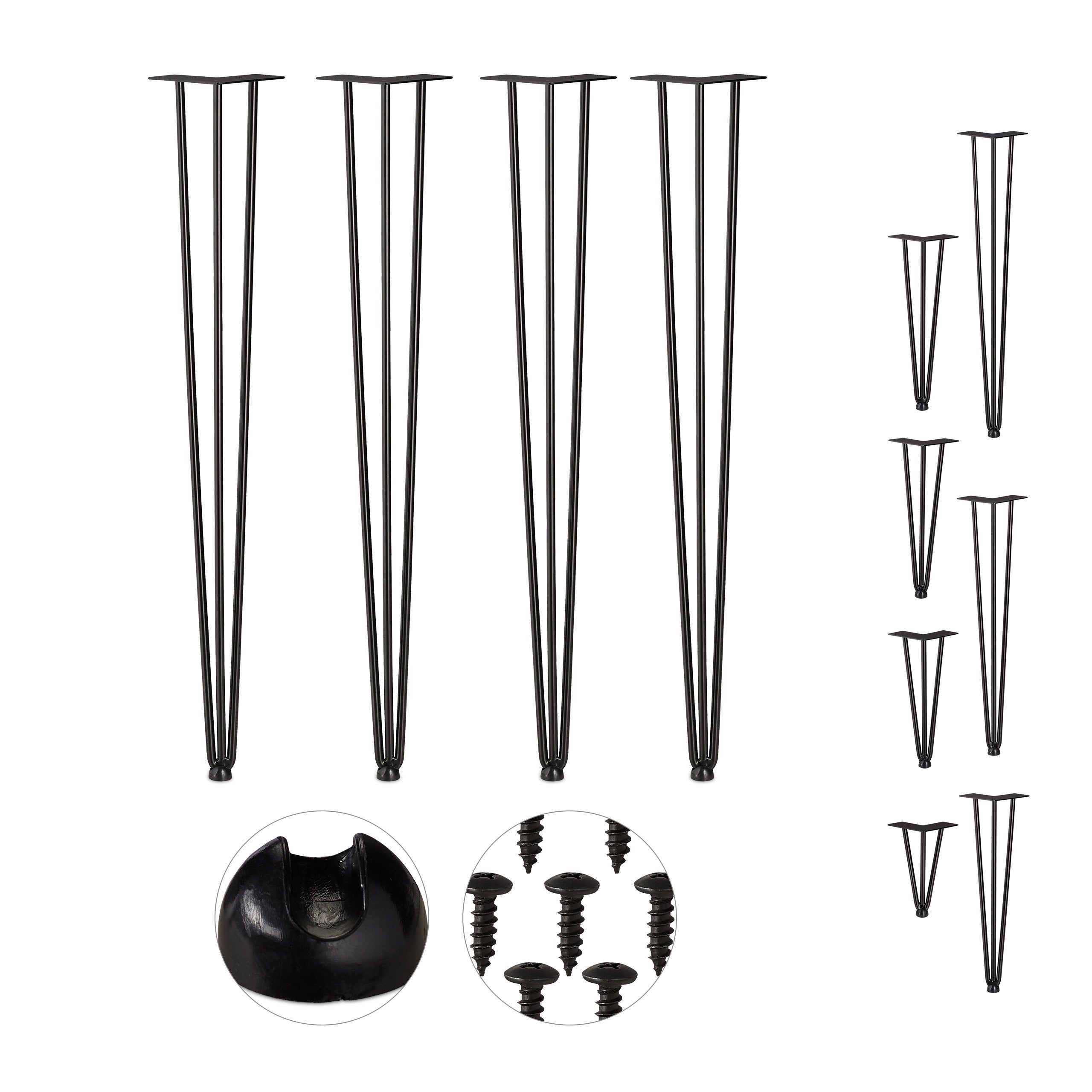 Lotto di 4 gambe Hairpin a 3 aste per tavolo, altezza 710mm