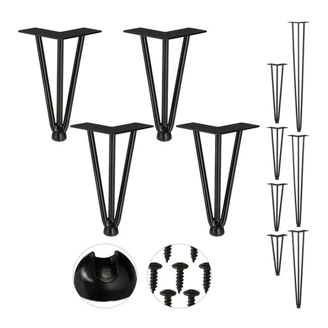SKISKI LEGS - Set di 4 Gambe per Mobili Gamba per Tavolo In Acciaio Gambe a  Forcina Include Viti e Piedini Protezione