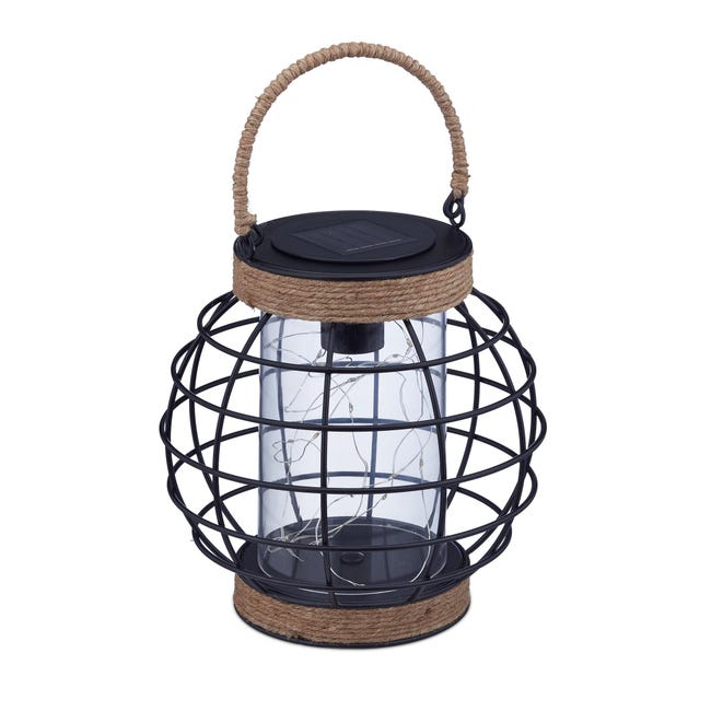 Marrakech Lanterna solare per esterni con manico in metallo, 30 cm, moderna lanterna a LED solare per esterni, colore nero, IP65, impermeabile come decorazione da giardino Marrakech Lanterna solare per esterni con manico in metallo, 30 cm, moderna lanterna a LED solare per esterni, colore nero, IP65, impermeabile come decorazione da giardino