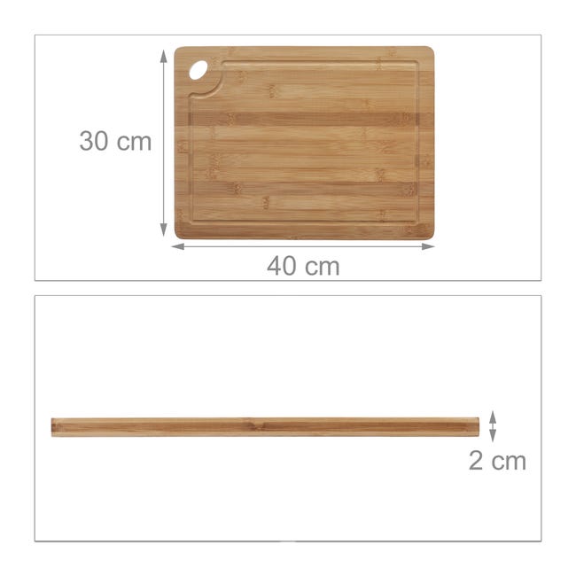Tagliere da cucina in legno di bambù con bordo 46x30,5 cm.