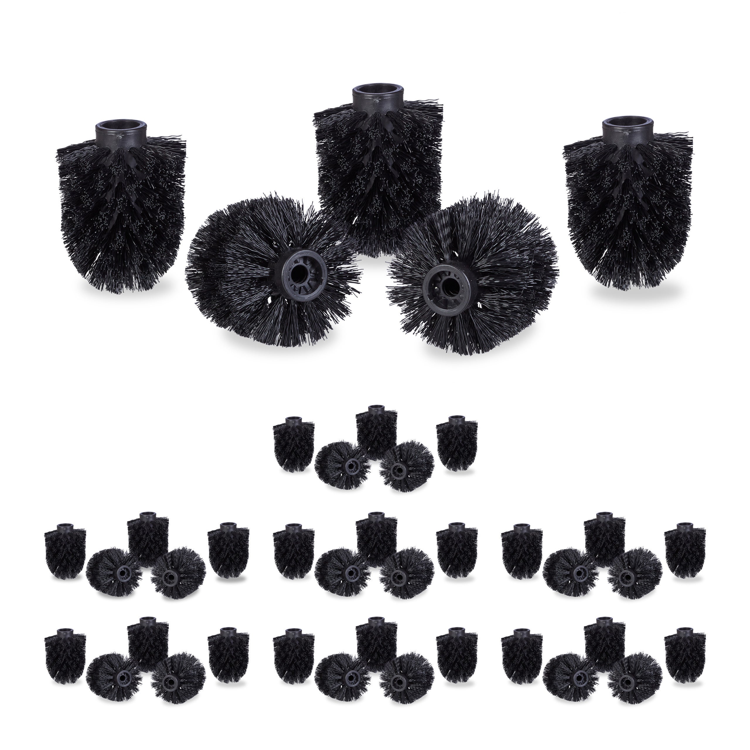 40x spazzole per scopino da bagno, ciuffo di ricambio spazzolone WC, filetto  9,5mm diametro 7 cm, Nero