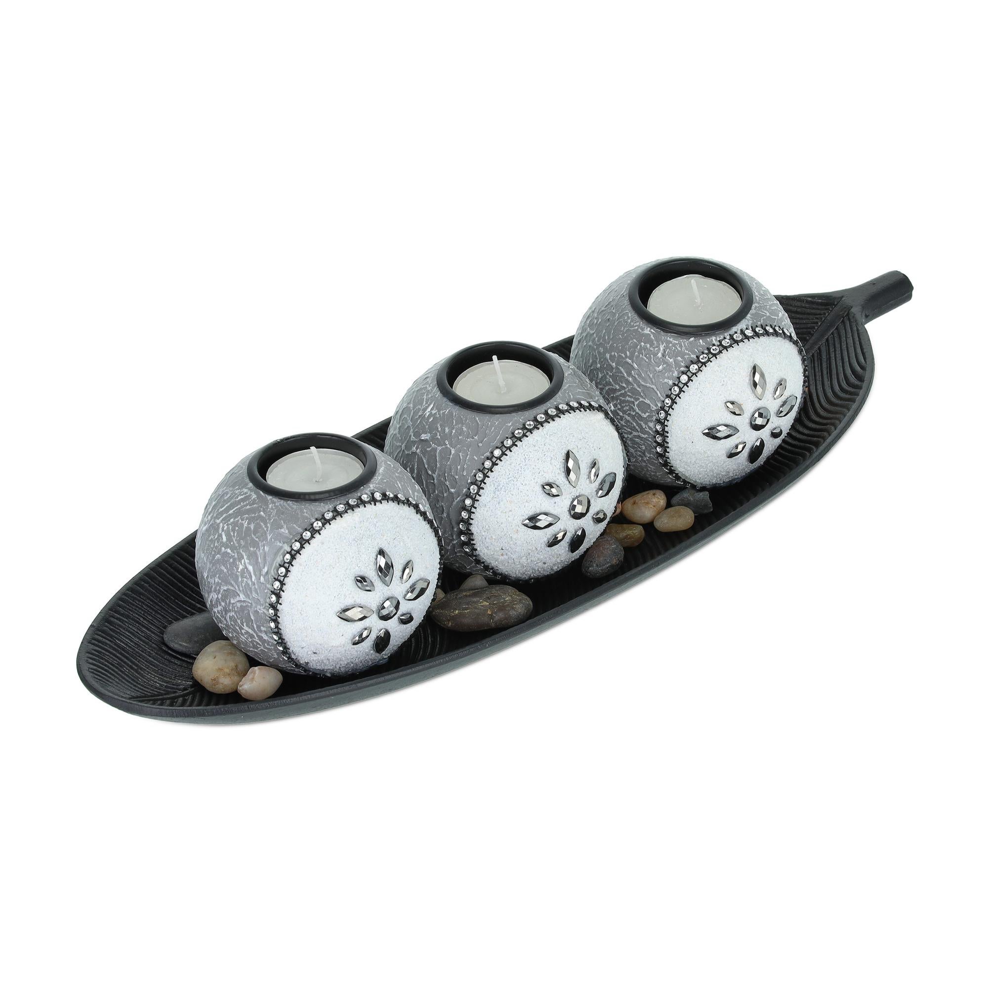 Portacandele da parete in resina dorato foglia cm 12,8x8,9x31,2 Leaf